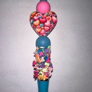 Colorful Heart and Bead Decorated Pen
